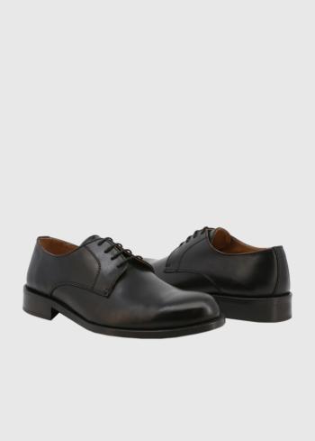 Black leather lace-up shoes - back