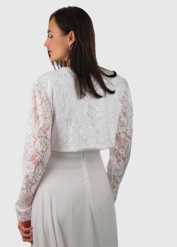 Hillary white short blazer with lace  - back