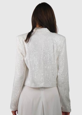 Jania white short blazer with sequins - back