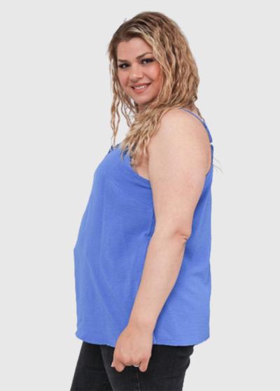 Águeda Plus Size blue thin shoulder straps top - back