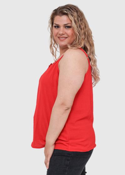 Águeda Plus Size red thin shoulder straps top - back