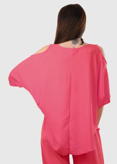 Sonia rozā brīva piegriezuma blūze - back