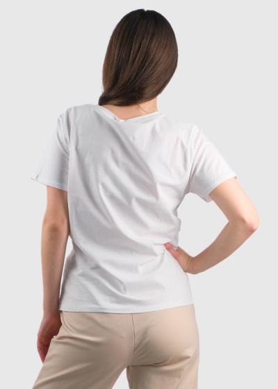 Caridad white women's t-shirt with sequins - back