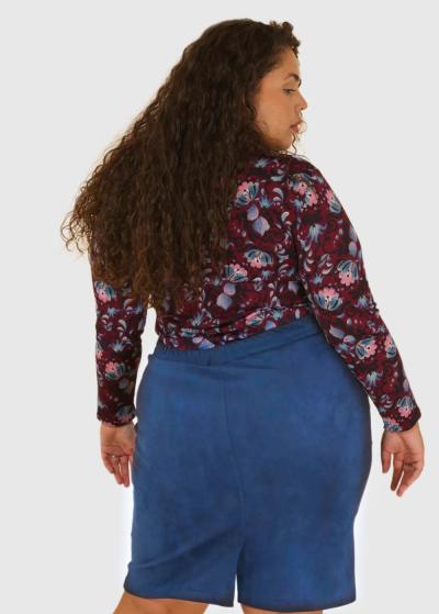 Adele Plus Size blue bodycon skirt - back