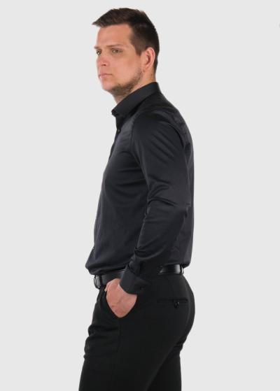 Slim Fit melns vīriešu krekls  - back