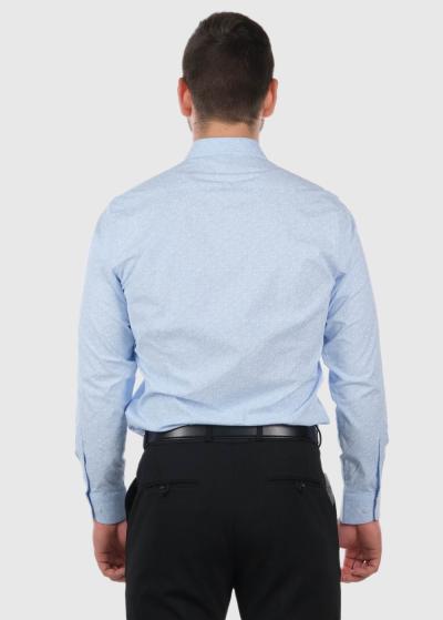 Slim Fit light blue men's long sleeve shirt - back