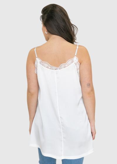 Piedad Plus Size white thin shoulder straps top - back