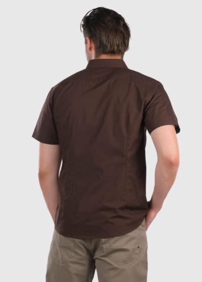 Josué Slim Fit dark brown short sleeve shirt - back