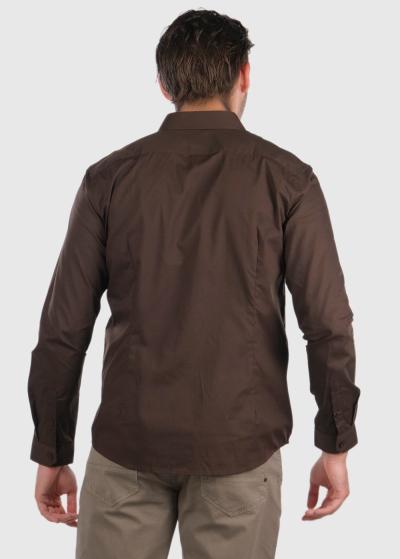 Aike Slim Fit tumši brūns vīriešu krekls - back