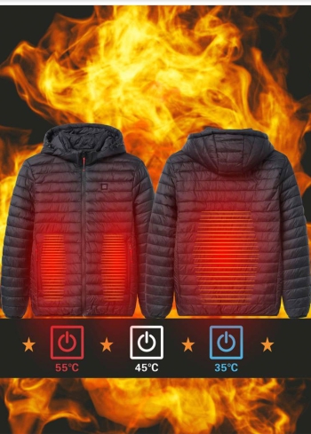 Fedele Plus Size blue men's quilted vest with hood - back