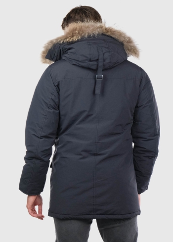 Fabrizio melna vīriešu parka ar kažokādu - back