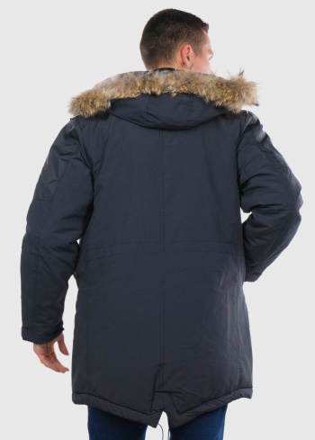 Dino melna vīriešu parka ar kažokādu - back