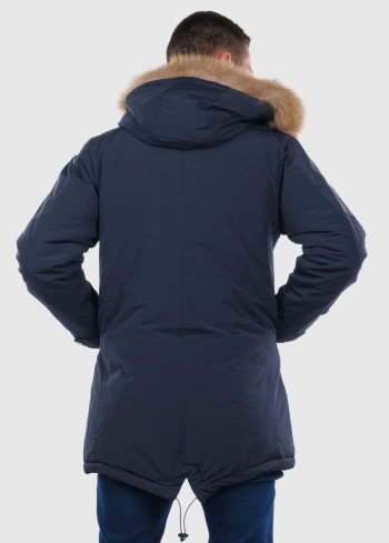 Dino tumši zila vīriešu parka ar kažokādu - back