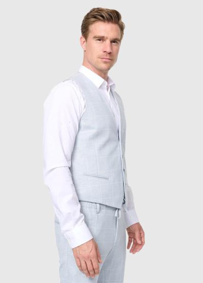 Quido light blue classic checkered vest - back