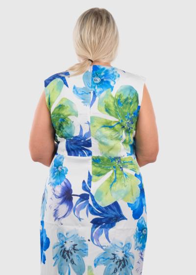 Callisto Plus Size short floral printed  evening dress - back