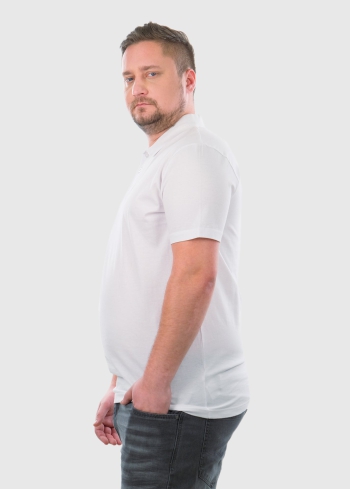 Bain Lielo Izmēru balts vīriešu polo krekls - back
