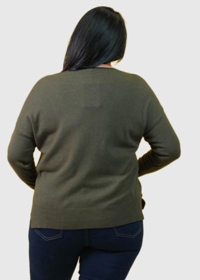 Deli Plus Size khaki women's sweater - back