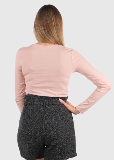 Eila gaiši rozā sieviešu t-krekls ar garām piedruknēm  - back