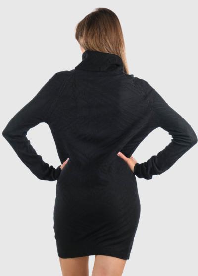 Geneva black high neck sweater dress - back