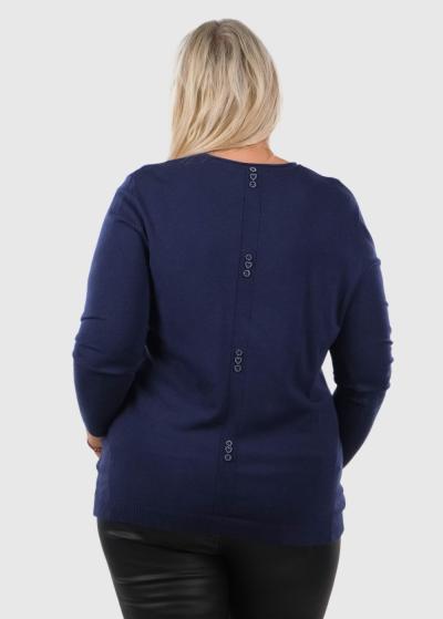 Irina Plus Size dark blue sweater with pockets - back