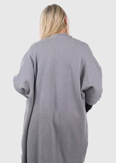 Evona Plus Size grey cardigan with pockets - back