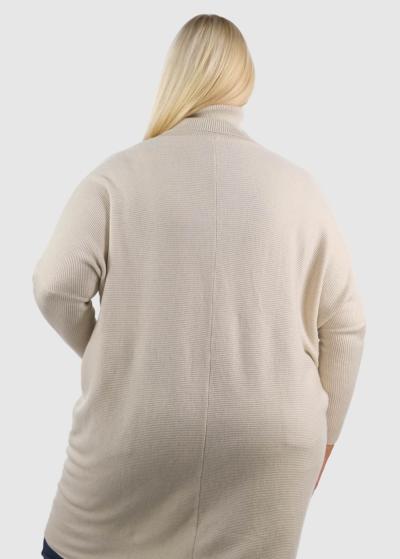 Jurata Plus Size light beige high neck sweater - back