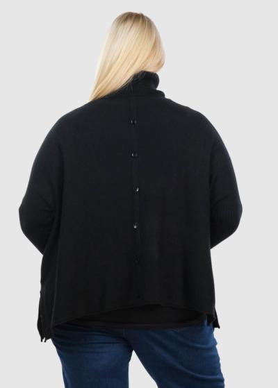 Jiyeon Plus Size black sweater with pockets - back