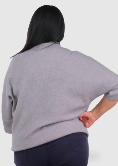 Jozefína Plus Size grey three quarter sleeve sweater - back