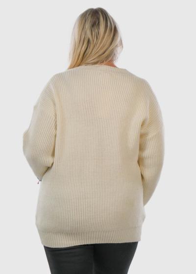 Lumina Plus Size women's cardigan with patch pockets - back