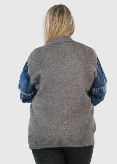 Liyria Plus Size grey buttoned cardigan - back