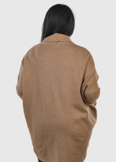 Liseli Plus Size beige cardigan with pockets - back