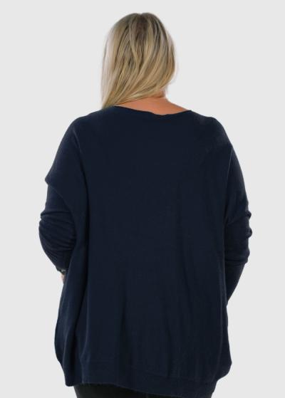 Luminita Plus Size dark blue sweater - back
