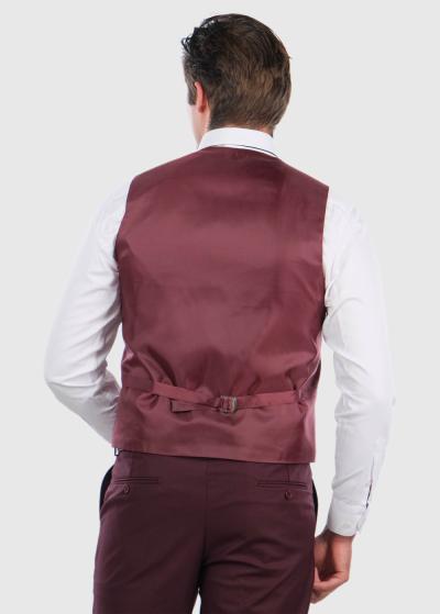 Grell бордовая классическая жилетка Большого размера с цепочкой - back