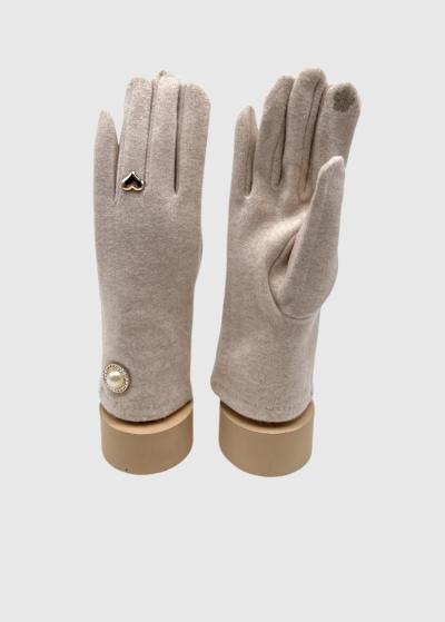 Kira beige women's gloves - back