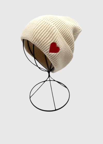 Hope beige scarf and hat with heart - back
