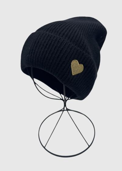 Hope black scarf and hat with heart - back