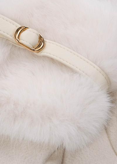 Madel white fur inserts gloves - back
