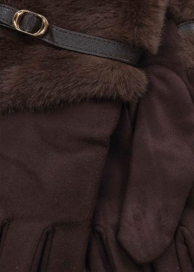 Madel brown fur inserts gloves - back