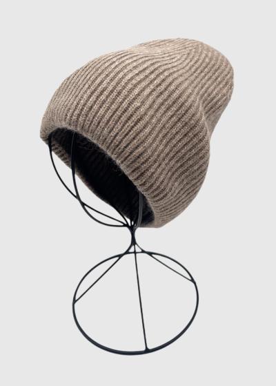 Zeyna dark beige knitted hat - back