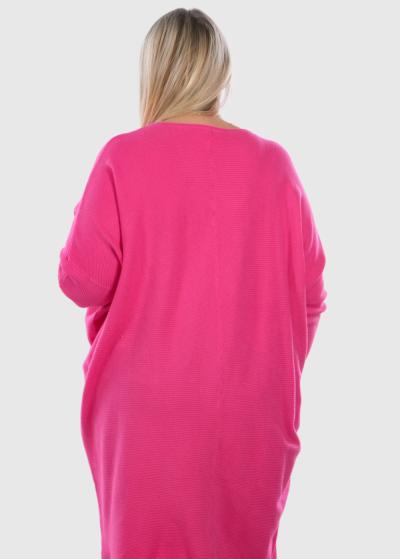 Zelinda Plus Size pink sweater with a dipped hem - back