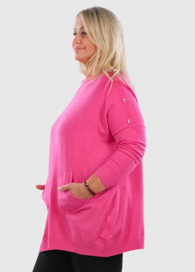 Samara Plus Size pink sweater with pockets - back