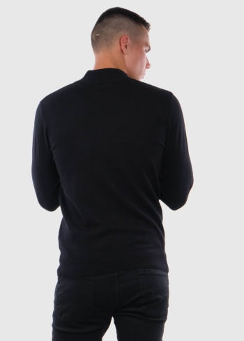 Clemente black mens zipped sweater - back