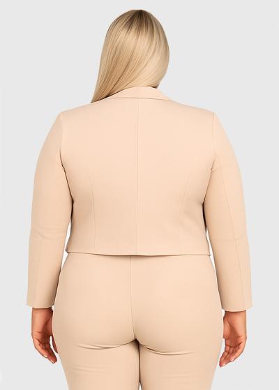 Audrina Plus Size beige cropped blazer - back