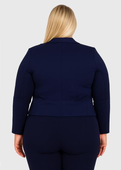 Audrina Plus Size dark blue cropped blazer - back