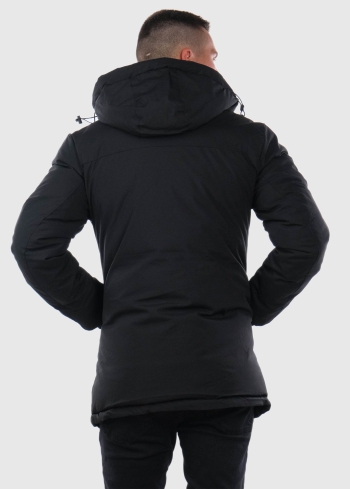 Melna vīriešu parka ar kapuci - back
