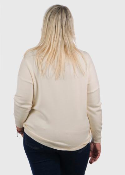 Avina Plus Size beige appliqued sweater - back