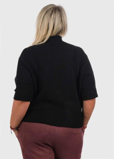 Atashi Plus Size black sweater with pockets - back