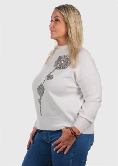 Airida Plus Size white appliqued sweater - back