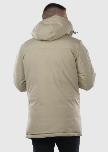 Gaiši bēša vīriešu parka ar kapuci - back