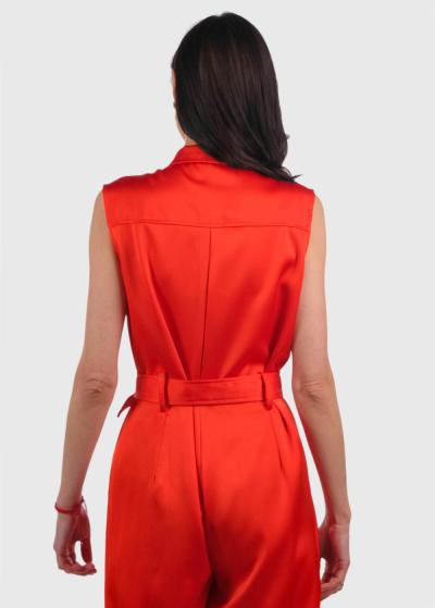 Alesya красный комбинезон с поясом - back